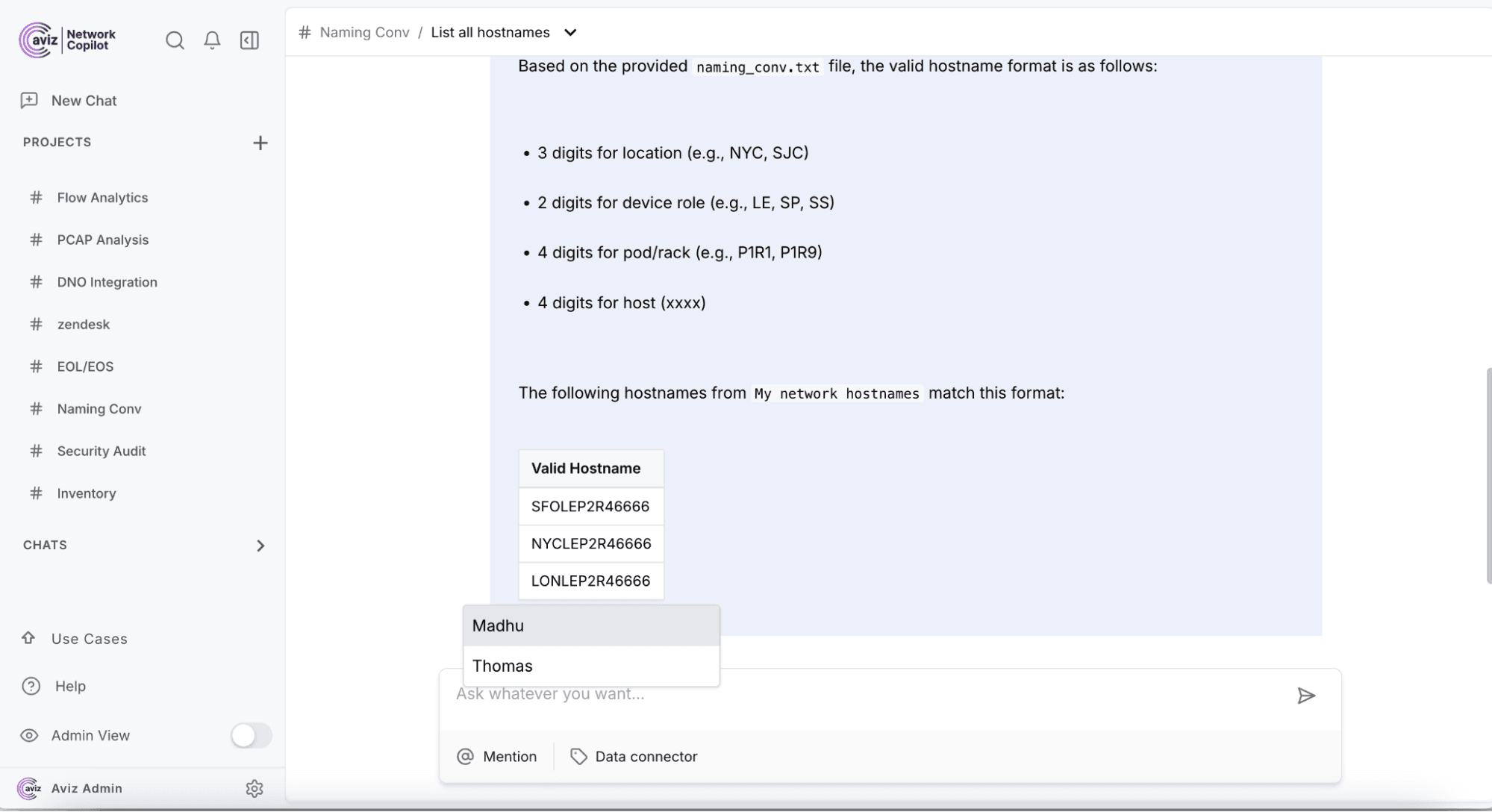 Verifying hostname validity using NCP